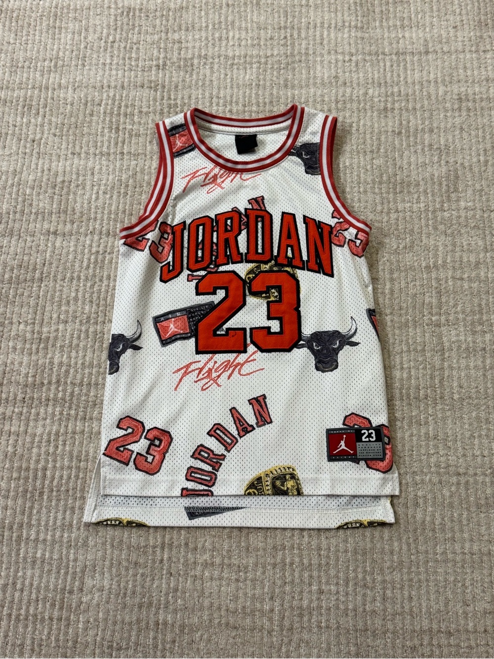 Jordan 23 Kids Allover Print Basketball Jersey White Red